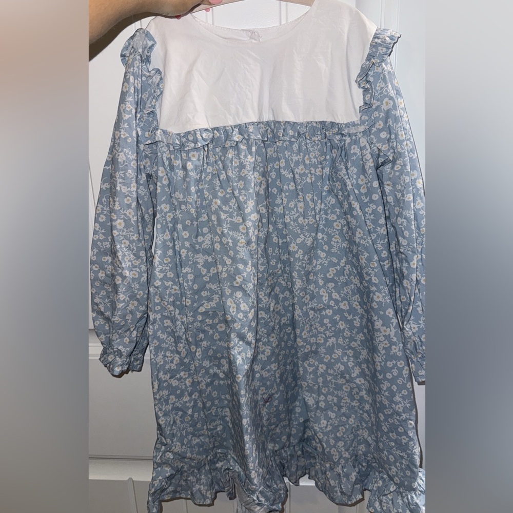 Floral Blue and White Kids Dress
